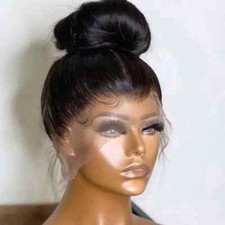 Peruca brasileira osso reto HD transparente frente de renda cabelo humano pré-arrancada comprar usado  Enviando para Brazil