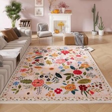 Usado, Tapete de quarto floral retrô lavável à máquina antiderrapante tapete macio tapetes de cabeceira tapetes de pelúcia comprar usado  Enviando para Brazil