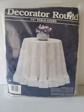 Capa de Mesa Redonda Decoradora Vintage 70" Off White Cor Natural Fabricada nos EUA comprar usado  Enviando para Brazil
