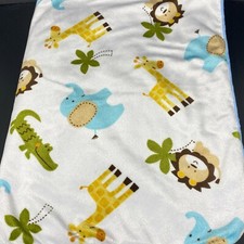 Cobertor branco bebê elefantes jacarés girafas leões árvores azul sherpa selva  comprar usado  Enviando para Brazil