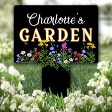 Placa de jardim personalizada flores jardim preto placa estaca chão comprar usado  Enviando para Brazil