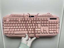 Teclado para jogos MageGee GK710 rosa com luz de fundo azul e roxa - Usado comprar usado  Enviando para Brazil