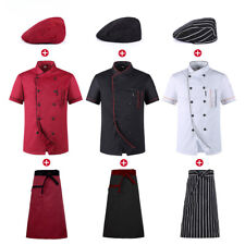 Conjunto de roupa de trabalho uniforme chefs manga curta restaurante hotel cozinha homens e mulheres comprar usado  Enviando para Brazil