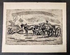 Gravure chevaux attelés d'occasion  Sète