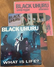 3 BLACK UHURU 7” vinyl singles SPONJI REGGAE Great Train Robbery WHAT IS LIFE? comprar usado  Enviando para Brazil