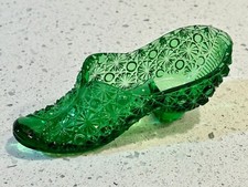 Green glass slipper for sale  USA