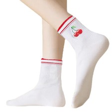 Non Slip Socks Soft Cherry Crew Socks Breathable Cotton Pilates Socks for Women comprar usado  Enviando para Brazil