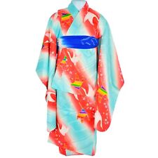Kimono para crianças mais velhas/Muito bom estado/Kimono Tsuru colorido azul, 97~130 cm comprar usado  Enviando para Brazil