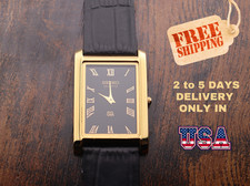 vintage Seiko Slim Tank relógio social masculino quartzo mostrador preto couro preto comprar usado  Enviando para Brazil