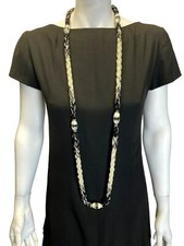 Colar Vintage Art Deco Rugindo Anos 20 Preto Branco Frisado Strass Celulóide 50, usado comprar usado  Enviando para Brazil
