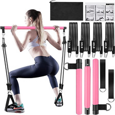 Kit de barra de pilates com bandas de resistência, barra de pilates com bandas empilháveis treino E comprar usado  Enviando para Brazil