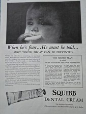 1936 E.R. Creme dental Squibb's Cracker Mouth When he's four anúncio vintage comprar usado  Enviando para Brazil