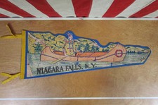 Usado, Vintage 1940s Niagra Falls NY Lembrança de Feltro de Lã Pennant Menina Indiana Canoa 24" comprar usado  Enviando para Brazil
