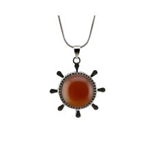 Colar de leme 3 peças pingente de liga de prata redonda cornalina 20 mm volante comprar usado  Enviando para Brazil