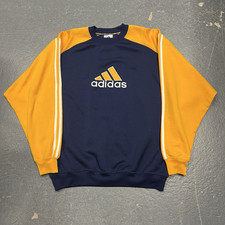 Moletom Adidas Y2K soletrado amarelo e azul grande, usado comprar usado  Enviando para Brazil