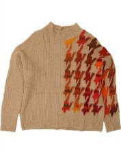 Suéter feminino BENETTON gola tartaruga Reino Unido 18 GG bege Houndstooth AN03 comprar usado  Enviando para Brazil