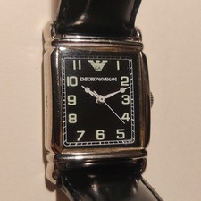 Vintage Emporio Armani GA Relógio Unissex Retangular C3G3 Mostrador Preto Pulseira de Couro comprar usado  Enviando para Brazil