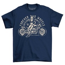 Camiseta unissex Forever Wheels menina motociclista motocicleta café corrida manga curta comprar usado  Enviando para Brazil