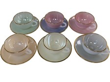 Arcopal Juego de 6 Platillos Taza de Té Arlequín Vintage Vidrio Francia segunda mano  Embacar hacia Mexico