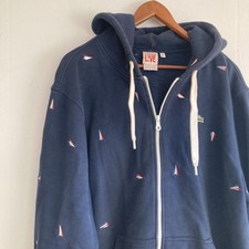 Moletom com capuz Lacoste Live peso pesado azul marinho com zíper estampa bandeira náutica 8 comprar usado  Enviando para Brazil