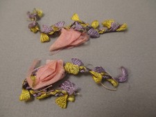 Arte antiga vitoriana de fita de seda roseta 2 peças comprar usado  Enviando para Brazil