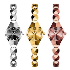 Pulseira de relógio de pulso feminina delicada estojo 3D fina pulseira de aço inoxidável quartzo, usado comprar usado  Enviando para Brazil