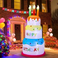 Decoração inflável de quintal de bolo de aniversário 6 pés com luzes LED velas festa explodir comprar usado  Enviando para Brazil