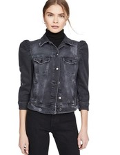 Jaqueta jeans retrô Ada manga folhada tamanho M preta cropped desgastada Itália comprar usado  Enviando para Brazil