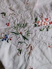 Mantel grande vintage MCM RECORTADO Y BORDADO Navidad y ocasiones especiales segunda mano  Embacar hacia Mexico