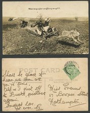 Cartão postal antigo RP de 1913 carros a motor, caçadores caça lebre de coelho gigante comprar usado  Enviando para Brazil