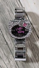 Usado, Relógio Hello Kitty 2015 SANRIO CO com pulseira de prata de strass rosa e branco comprar usado  Enviando para Brazil