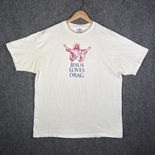 Usado, Camisa gay vintage XL branca anos 90 Jesus ama drag trans LGBT lésbica queer paródia comprar usado  Enviando para Brazil