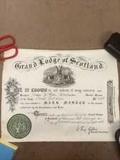 1946 masonic certificate for sale  ELLON