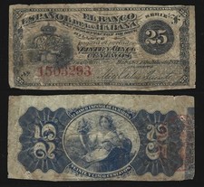 CARIBE - Banco Español  25 Centavos  1872   BC / Fine comprar usado  Enviando para Brazil
