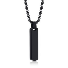 Pingentes de barra de aço inoxidável cubo moda simples colar banhado a preto 24"", usado comprar usado  Enviando para Brazil