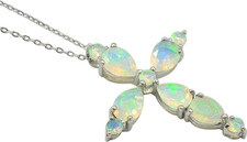 Colar com pingente de cruz de opala com corrente joias femininas de prata esterlina 925 comprar usado  Enviando para Brazil