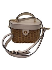 Bolsa de ombro COACH palha bege marrom branco detalhe bolsa pequena MBb0810 comprar usado  Enviando para Brazil