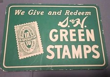 Selos verdes S&H placa de papel vintage balcão janela stand up 11" por 7 1/2" comprar usado  Enviando para Brazil