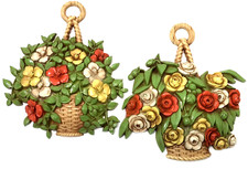 Cestas de tecido penduradas de flores florais de plástico Syroco #7454-A e B vintage 1976 comprar usado  Enviando para Brazil