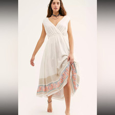 Usado, Vestido Midi Bordado Free People Lulu Cordão Cintura Sem Fim Verão Tamanho XS comprar usado  Enviando para Brazil