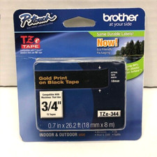 Fita adesiva laminada Brother TZe 3/4w ouro sobre preto TZE344 - LACRADA! comprar usado  Enviando para Brazil