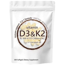 Suplemento de vitamina D3 K2 cápsulas gelatinosas, 300 peças de vitamina D3 + cápsulas K2 UA comprar usado  Enviando para Brazil