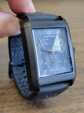 Relógio masculino Emporio Armani preto AR0475 pulseira de borracha mostrador quadrado comprar usado  Enviando para Brazil