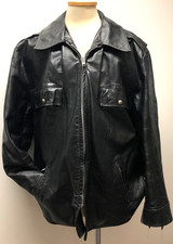 JAQUETA DE COURO PRETA POLICE HIGHWAY PATROLE VINTAGE ANOS 70 BOTÕES P ZÍPER COMPLETO TAMANHO 52/L comprar usado  Enviando para Brazil