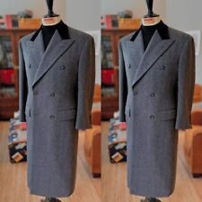 Casaco longo masculino espinha de peixe lapela pico peito duplo formal inverno longo, usado comprar usado  Enviando para Brazil