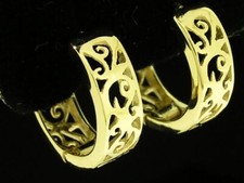 Usado, Brincos Huggies de Argola FILLIGREE Clássicos REAIS 9K, 10K, 18K SÓLIDOS de Ouro Amarelo comprar usado  Enviando para Brazil