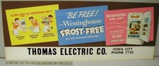 Placa Westinghouse Frost-Free Refrigerator Ad 1950s Iowa City Bus 28" resistente comprar usado  Enviando para Brazil