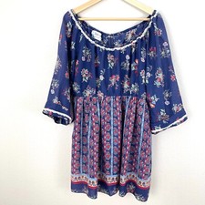 Vestido Tiffany Loungewear tamanho grande azul floral gola redonda, usado comprar usado  Enviando para Brazil