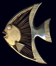 Broche raro meados do século corda harpa pérola anjo peixe © Brooks , usado comprar usado  Enviando para Brazil