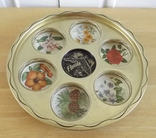 Bandeja de servir lembrança vintage de metal flores da Flórida com 7 porta-bebidas comprar usado  Enviando para Brazil